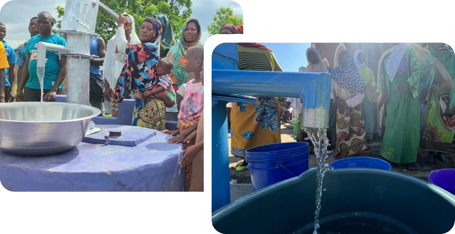 Habitants de villages africains lors de l’inauguration de puits